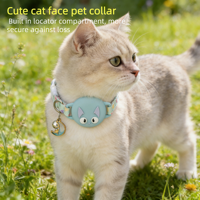 Collier pour animaux de compagnie en cuir artificiel confortable, lumineux et mignon avec support AirTag - Housse de protection anti-perte pour chats en promenade en extérieur