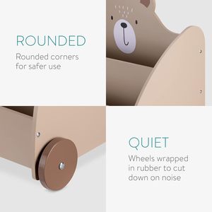 Étagère à livres en bois vert à trois niveaux pour enfants avec armoire de rangement pour jouets et table à roulettes pour salon ou hôtel - Product Image 4