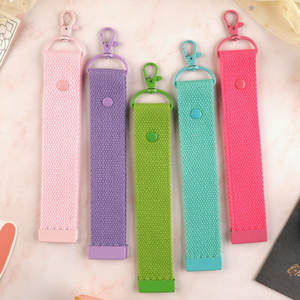 Llaveros personalizados al por mayor bordados personalizados con clip para llavero tejido de lona de tela - Product Image 1