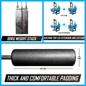 Machine de musculation 2-en-1 pour extensions et curls assis en titane, avec acier robuste de 3 mm, pile de poids de 300 lb, équipement de force à double fonction - Product Image 4