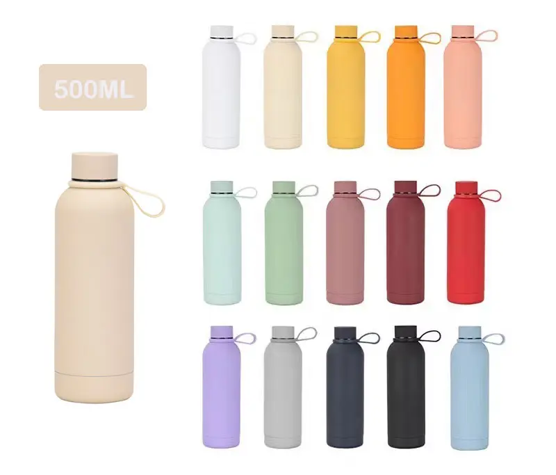 Bottiglie con isolamento sottovuoto a doppia parete con Logo personalizzato bocca piccola 350ML 500ml 750ML bottiglia d'acqua sportiva in acciaio inossidabile a bocca piccola