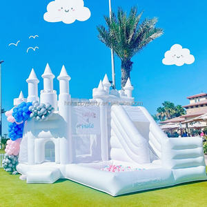 Castillo hinchable Inflables comerciales Gigantes White Bounce House Combo con piscina de bolas - Product Image 2