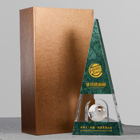 Trophée en verre marbré, plaque de récompense en cristal gravée pour la reconnaissance des employés, les compétitions sportives, le team building