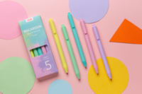 Stylos à bille pressés de couleur macaron avec logo personnalisé, stylo publicitaire, stylo pressé en plastique pour les élèves, ensemble de papeterie promotionnel