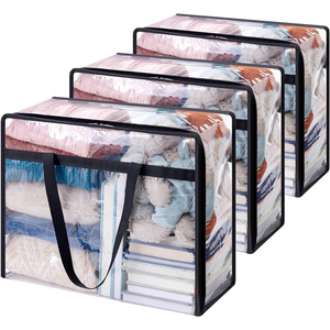 Bolsas de almacenamiento de ropa transparentes de 40L, 60L, 90L, manta de plástico, bolsas móviles plegables con cremallera, organizadores de armario, contenedores de almacenamiento - Product Image 1