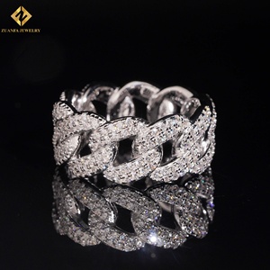 New Design Fashion S925 Sterling Silver Hip Hop Band Ring for Men White Gold Plated VVS1 Moissanite Band Ring - Product Image 1