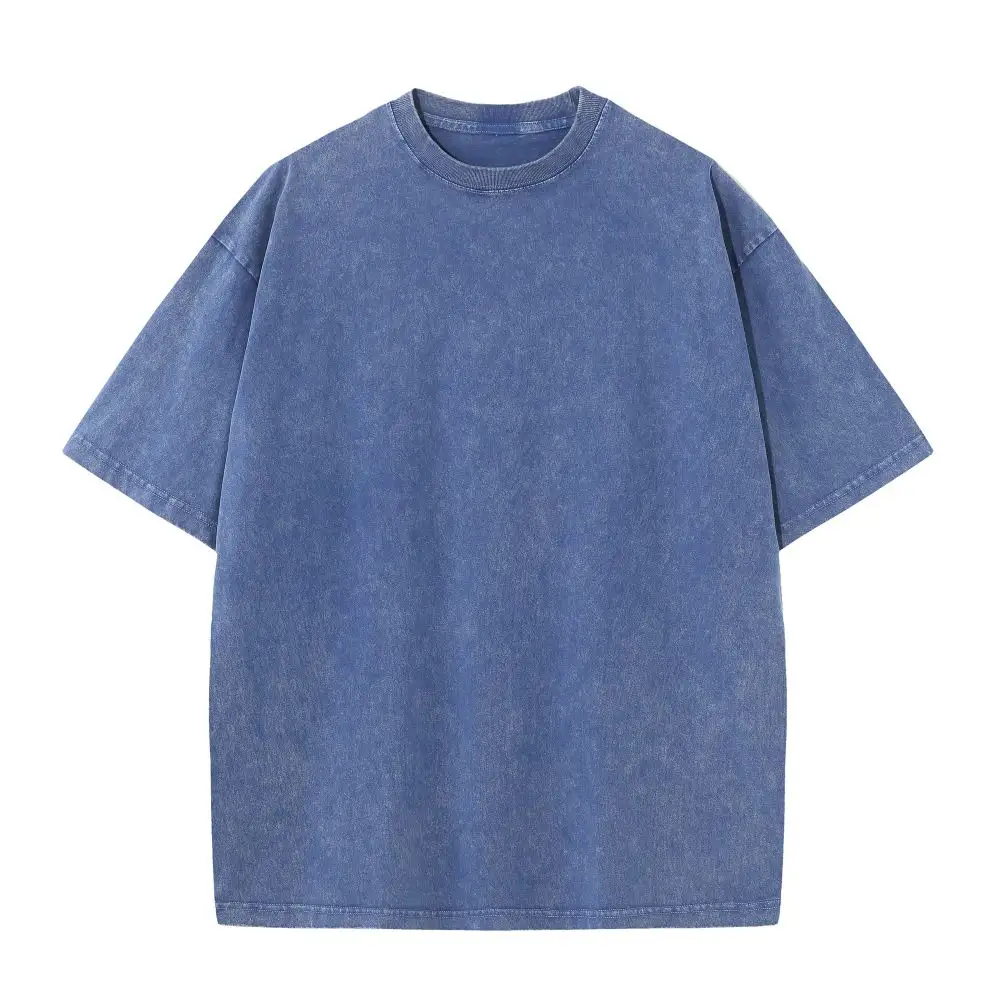 O-넥 270g 패브릭 무게 캐주얼 패션 가을 빈티지 스타일 100% 면 남자의 복고풍 바틱 티셔츠