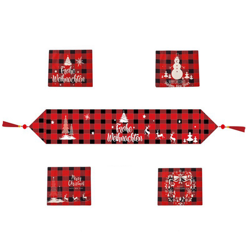 Трансграничной; Лидер продаж; Новинка; Рождественские украшения Скатерть Рождественская елка с мультяшным персонажем "Снеговик" Гирлянда настольная дорожка