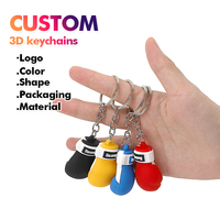 MOQ 3000 pièces – Porte-clés mousqueton personnalisé en silicone 3D en forme de mini-gants de boxe, accessoire de sac à dos avec pendentif gants, article cadeau