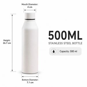 Bouteille isotherme 500 ml en gros avec revêtement poudré, logo personnalisé OEM, écologique, double paroi isolée, cadeau d'entreprise, gourde - Product Image 3