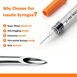 Jeringa de <span class=keywords><strong>Insulina</strong></span> TEXNET TEX00038 de 1 mililitro, Clase II, con <span class=keywords><strong>Aguja</strong></span> Desmontable, Aprobada por la CE, <span class=keywords><strong>Naranja</strong></span> - Product Image 3