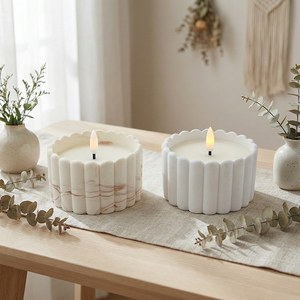 Vela LED en Forma de Pilar de Yeso con Llama 3D y Temporizador, Funciona con Batería, Vela LED Votiva - Product Image 1