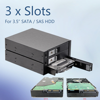 Unestech Aluminium 3-Bay SATA SAS Hot-Swap Backplane 3,5 Zoll HDD Mobile Rack Gehäuse für 5,25-Zoll-Laufwerksschacht