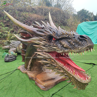 Modèle de dragon animatronique réaliste pour la décoration de parc, statue de tête de dragon, fabrication sur mesure