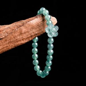 หยกเจไดต์ธรรมชาติสีน้ำเงินลายดอกพีช กำไลหยกแฟชั่นสำหรับผู้ชายและผู้หญิง ขายส่ง SL100 - Product Image 2