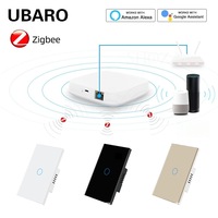 Interrupteur mural intelligent Zigbee avec panneau en verre trempé compatible avec Alexa, Google Home et SmartThings