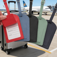 Étiquettes à bagages personnalisées avec logo, porte-passeport en cuir PU et ensemble d'étiquettes à bagages en cuir personnalisé pour cadeau de voyage