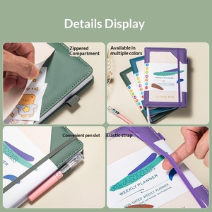 Planificateur scolaire personnalisé en cuir, sans colle, cadeau, sans date, agenda A6 A5, planification hebdomadaire, carnet anglais - Product Image 3