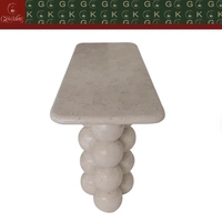 Console d'entrée en pierre calcaire beige GOLDKING, design sculptural en marbre, sur mesure OEM ODM pour hôtel et villa