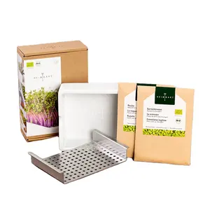 Kit de cultivo de microgreens para salada orgânica com tigela de porcelana para plantio de microgreens