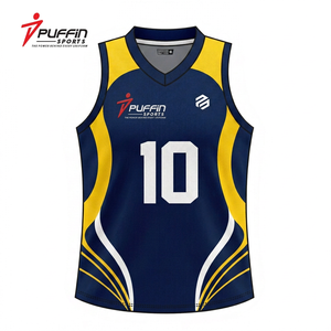 ผู้ผลิต OEM PUFFIN SPORTS เสื้อบาสเก็ตบอลแบบซับลิเมชั่นสั่งทำพิเศษ คอวี ระบายเหงื่อได้ดี ผลิตจากโพลีเอสเตอร์ 100% สำหรับผู้ใหญ่ - Product Image 1