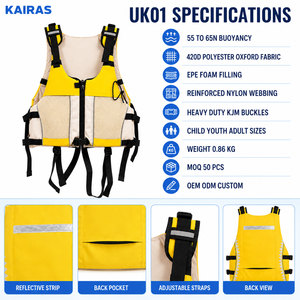 Gilet de sauvetage personnalisé OEM pour kayak 55N, léger, pour SUP, kayak, <span class=keywords><strong>rafting</strong></span> et <span class=keywords><strong>canyoning</strong></span> - Product Image 5