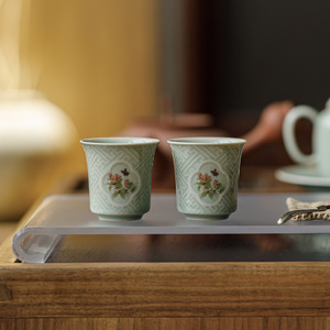 Guanlan Banana Moonlight Ceramic <b>Teacup</b> Small Size Floral Pattern Porcelain Tea Tasting Cup For Home Use And Entertaining - Product Image 2