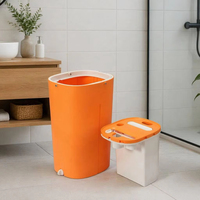 Seau à serpillière rectangulaire auto-essoreur avec couvercle de séparation des saletés, poignée amovible en acier inoxydable, taux de déshydratation de 80%-90%, pour usage domestique