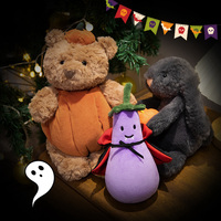 Peluche personnalisée sur le thème d'Halloween : Citrouille, Ours, Lapin, Aubergine – Ensemble de peluches mignonnes pour les fêtes – Cadeau d'Halloween OEM ODM