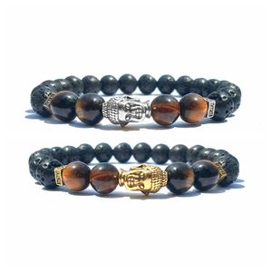 Huddha-<span class=keywords><strong>pulsera</strong></span> de cuentas de Lava Rock de 8MM para hombre, difusor de aceite esencial para aromaterapia, Ideal para antiestrés - Product Image 6