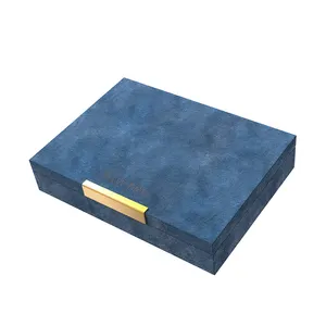 Premium Custom Black Packaging Cajas Libros Magnetic Storage Luxury Fur Leather Wooden Gift Box For Gift