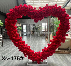 ฉากหลังงานแต่งงาน L-628 สวยงาม รูปหัวใจ ดอกกุหลาบประดิษฐ์สีขาว ซุ้มดอกไม้รูปหัวใจ - Product Image 6