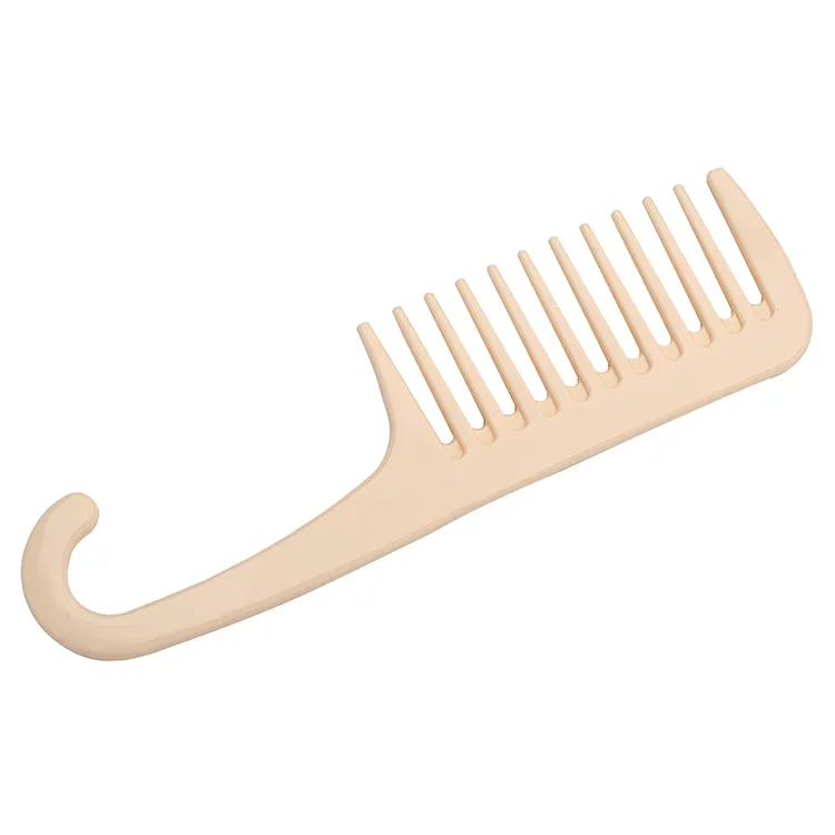 Customized Logo Color POM Plastic Wide Tooth Anti-static Hair Comb with Hook Bathroom Hair Comb