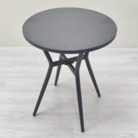 Table de café extérieure moderne, durable, légère, en métal noir et aluminium, 60 cm, étanche, facile à transporter, pour villas et cours