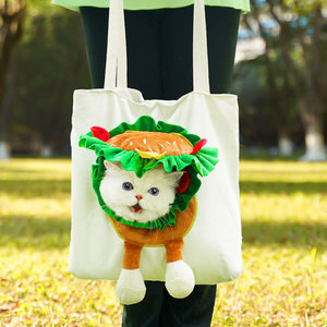 <b>Pet</b> <b>Carrier</b> Backpack For Cats Dogs Portable Bag With Burger Design M L Size Polyester Material - Product Image 1