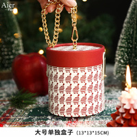Aierflorist, recién llegado, caja circular de manzana de fruta de Navidad estrellada, caja de dulces de Navidad, caja vacía redonda con ventana acrílica