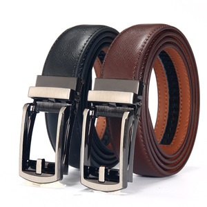 Cinturón de Cuero Dividido para Hombre con Hebilla Automática de Trinquete, Correa de Cintura de Cuero Genuino para Vestir o Uso Casual - Product Image 1