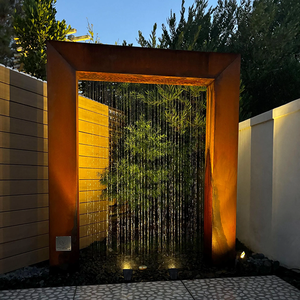 Fontaine sculpturale <span class=keywords><strong>contemporaine</strong></span> en acier Corten pour <span class=keywords><strong>jardin</strong></span>, fontaine demi-circulaire en métal rouillé - Product Image 4