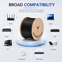 Cable CAT6 de 1 Gbps y 250 MHz para Exteriores, con Cubierta de PVC Negra, Cable Ethernet LAN con Conductor CCA y Separador Cruzado para Router y Switch de Red