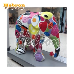 Scultura in Resina di Elefante Colorato a Grandezza Naturale per Arte <span class=keywords><strong>Pop</strong></span>, Modello 3D Angelo, per Giardino e Spazi Esterni - Product Image 1