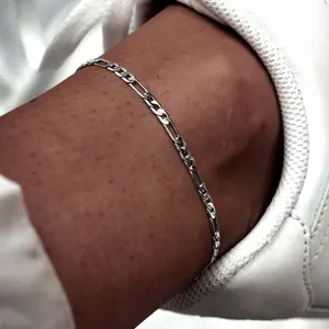 Chaînes de cheville EManco en acier inoxydable couleur argent, style Figaro, pour hommes et femmes, bijoux de pied Hip Hop Rapper, chaîne de jambe, chaîne de cheville - Product Image 5