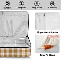 Sac isotherme rectangulaire marron personnalisé à imprimé Palaka hawaïen, 15L, imperméable, pour livraison de repas, transport de plats chauds et déjeuner