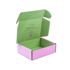 Boîte d'expédition cosmétique rose pastel et verte, style macaron, écologique, recyclable, à rabat auto-scellant, en forme d'avion, personnalisable - Product Image 1