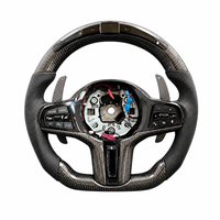 Volant en fibre de carbone avec palettes de changement de vitesse pour Toyota Crown Prado, style à fond plat, finition brillante 3K véritable