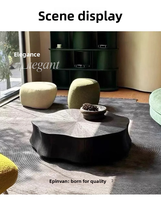 Table basse sculpturale moderne en forme de fleur, grain de bois noir, pour salon, hôtel, salle de séjour