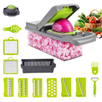 Custom Logo 14-In-1 Handheld Multifunctionele Keuken Helper Groente Chopper Uiensnijder Fruit Snijmachine Aardappelen