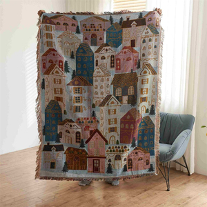 Nouvel arrivage de couverture tissée tricotée de <span class=keywords><strong>ville</strong></span> de Noël de luxe <span class=keywords><strong>tapisserie</strong></span> Camping pique-nique jeter des couvertures pour canapé-lit - Product Image 1