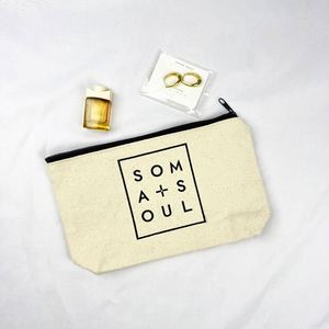 Manufacturer of Gifts Custom Logo Printed Canvas Zipper Makeup Bag Cotton Canvas Make up Bag Travel Cosmetic Bag Pencil Pouch - Product Image 3