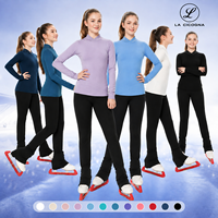 Seiden-Eiskunstlaufkostüm für Erwachsene Damen Profi-Unterziehshirt Mitteldickes Fleece-gefüttertes Langarm-Trainingsoberteil