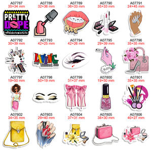 Imprimé de maquillage à la mode, résine planaire, dos plat, 50 pièces/lot pour les breloques, décorations de téléphone à faire soi-même - Product Image 1